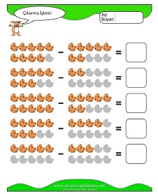 Çıkarma İşlemi Çalışma Sayfaları
